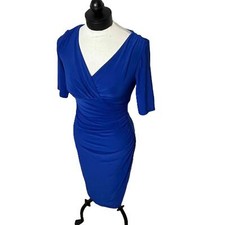 Lauren Ralph Lauren Blue Ruched Short Sleeve Knee Length Bodycon Dress Size 2