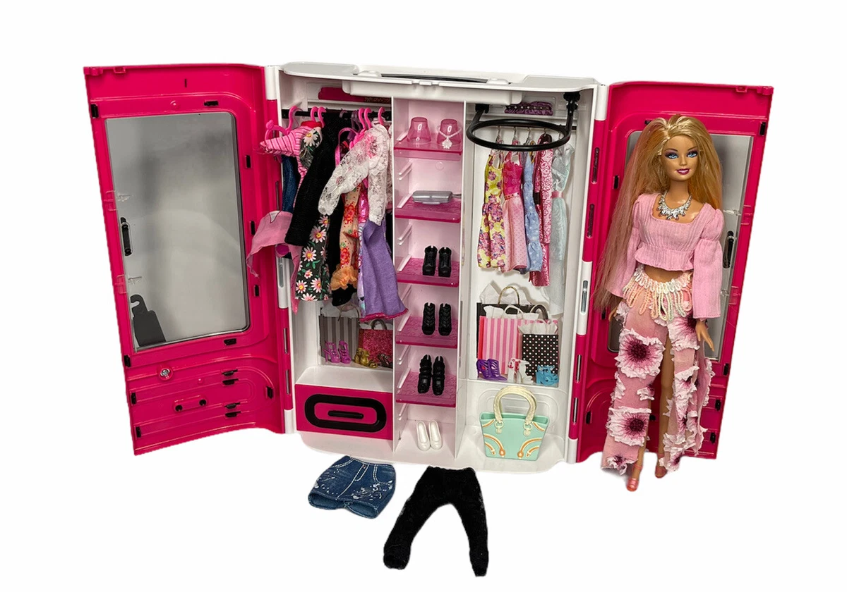 Barbie Doll Closet Clothes Wardrobe Storage Organizer Kids Playset Girls  Toy NEW