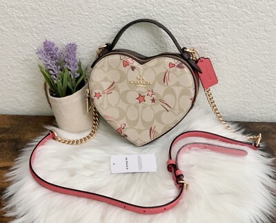 Coach CK523 Heart Crossbody In Signature Canvas With Heart And