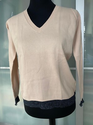 Rivieres de Lune (RDL) Damen Pullover Größe M,Farbe:Beige/Schwarz, Cotton