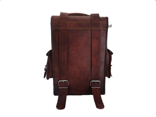 genuine Leather backpack satchel briefcase laptop brown vintage Bag - 第 9/9 張圖片