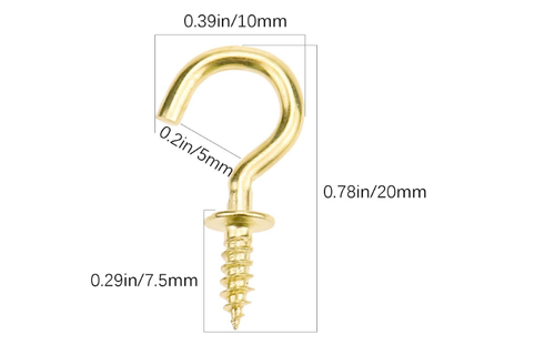 Ceiling Hooks Mini Screw Decoration Plants Hanging Brass Plated Hook 200 Pieces - Picture 6 of 8