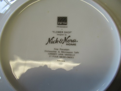 PTS 222 Fifth Nick & Nora FLOWER SHOP Dinner Plate 10 5/8" 1 ea 2 available - Picture 3 of 3