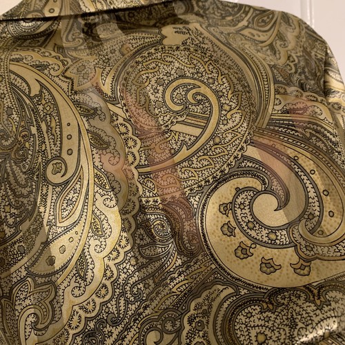 Leslie Fay Haberdashery Blouse Sz 18 Gold Black Paisley Shimmery Sheer Vintage - Picture 6 of 6