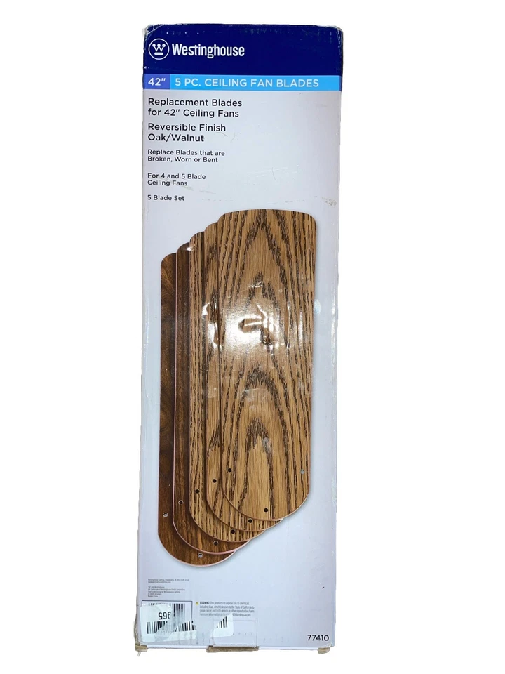 NIP Westinghouse 42" Oak/Walnut Replacement Ceiling Fan Blades 5 Pack Reversible - Image 2 of 2