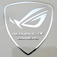 Asus Republic of Gamers Silver Chrome See Through Sticker 29 x 26.5mm ROG