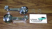 Window Crank Handle Pair 65-66 chrome knob w/clips Chevelle Nova Chevy II 67