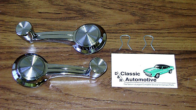 Window Crank Handle pair 60-64 Chevy black knob w/ clips 60 61 62 63 64