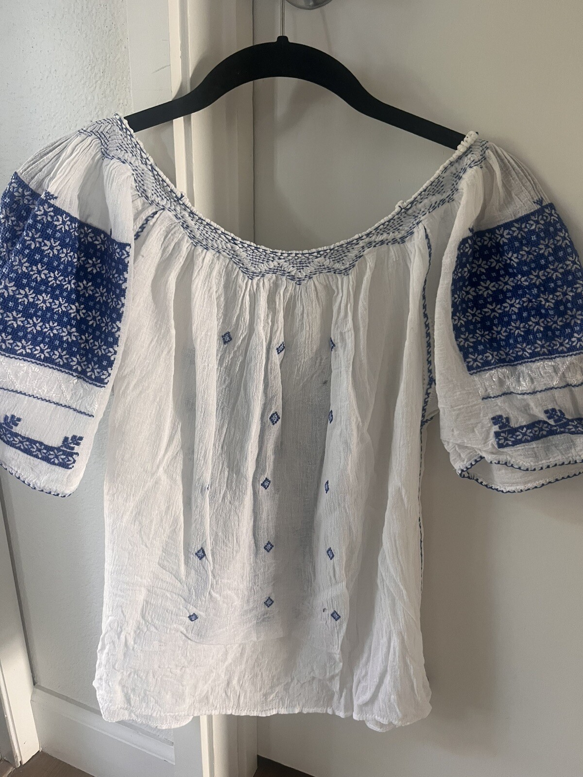 Vintage 70s Embroidered Hungarian Peasant Blouse - image 3