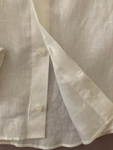 Camisa Para Hombre MURANO Blanca Cuello Abierto Lino Mediana M NUEVA NUEVA CON ETIQUETAS Calce Ajustado ¡NiCe! - Imagen 3 de 5