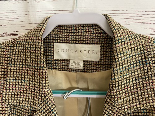 Vtg Doncaster 3 Piece Medium Silk Boucle Tweed Skirt Pants Sz 12 Jacket Sz 10 - Picture 7 of 12
