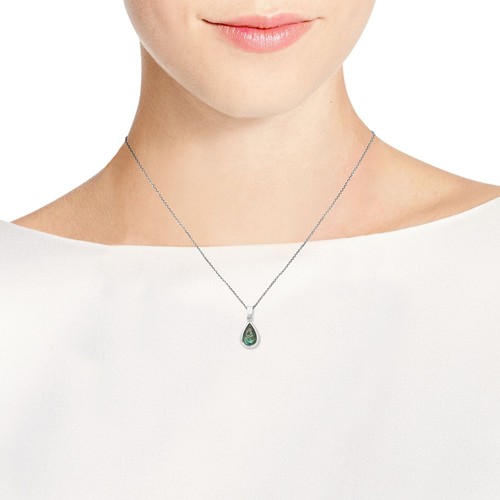 Simply Elegant Teardrop Rainbow Abalone Shell Sterling Silver Pendant Necklace - 第 2/4 張圖片