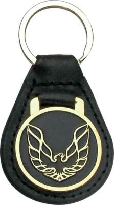Leather Keychain Ring With Gold Wings Up Bird For Pontiac Firebird and Trans AM