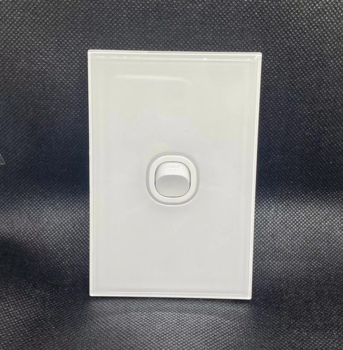 Lumex Silica White Glass Wall Light Switch Single Vertical 1 One Gang 16A 250V - Picture 2 of 5
