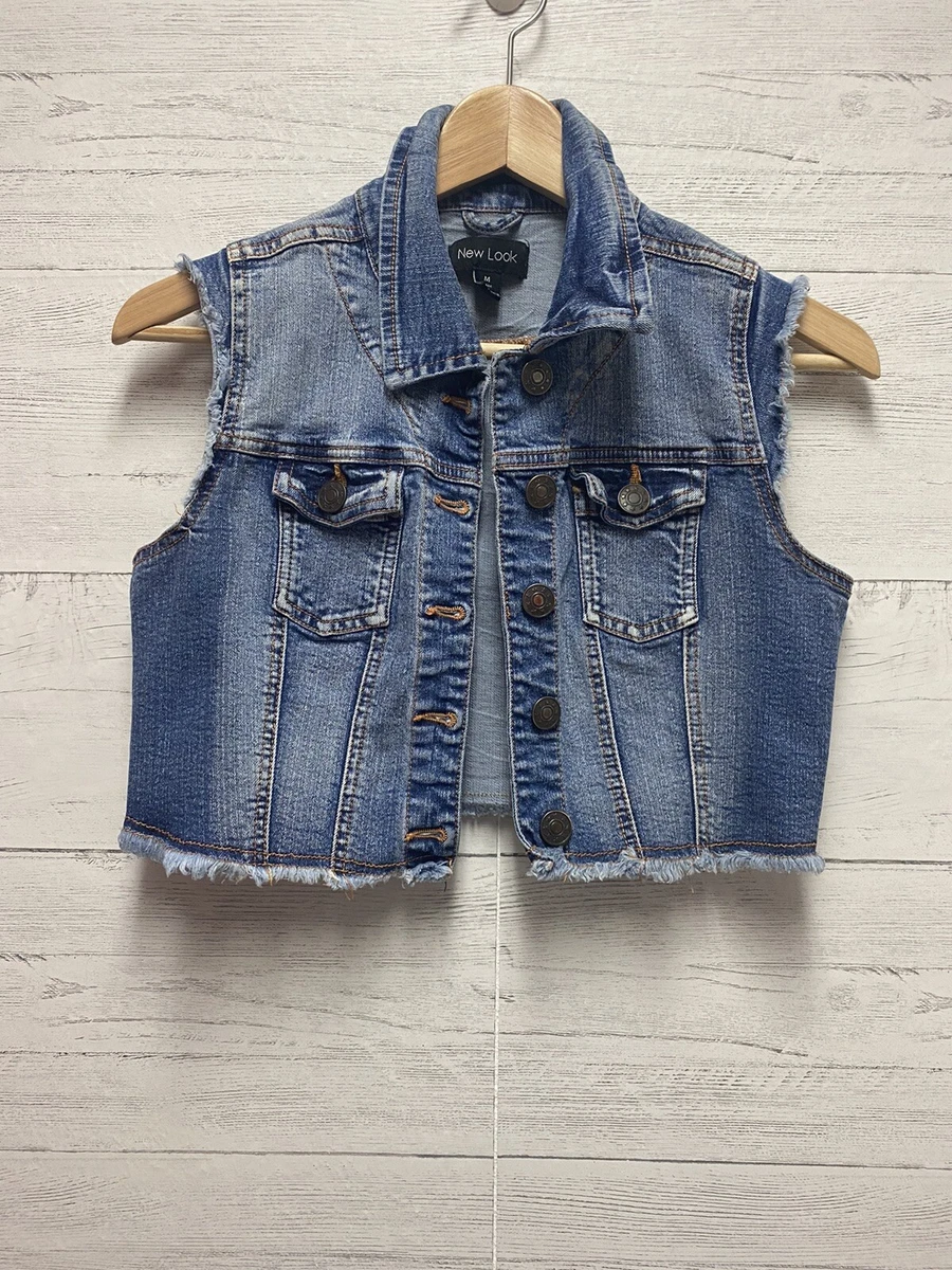 New Look Brand Girl s Med Wash denim jean vest jacket size Medium