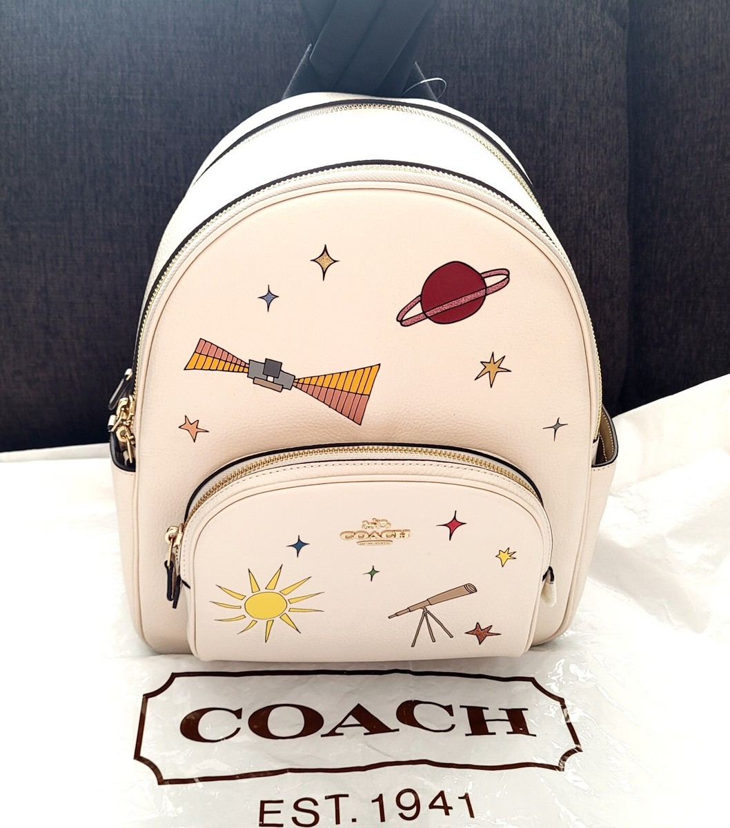 Coach X Observed By Us Court Pebbled Leather Backpack Gold/ Chalk 