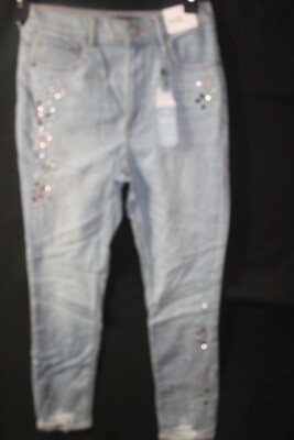 EXPRESS Super High Rise Frayed Hem Ankle Legging Embellished New (C69)
