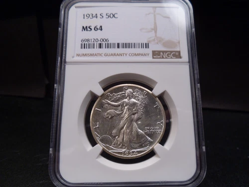 1934-S (San Francisco Mint) MS64 Liberty Walking Half Dollar NGC Certified/White