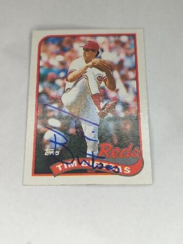 1989 Topps #103 Tim Birtsas Pitcher Cincinnati Reds Autograph