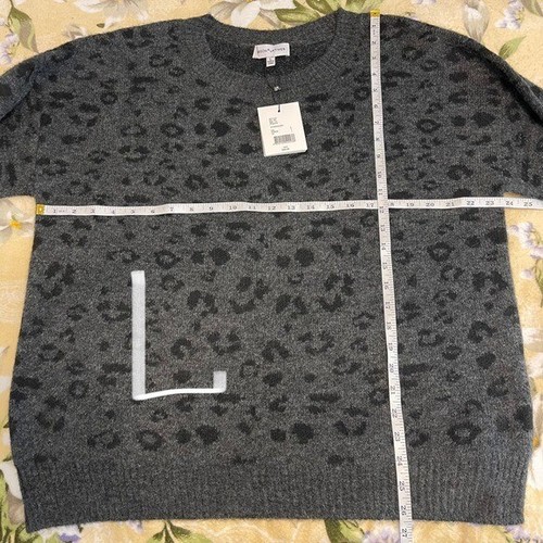 NWT Gibson Latimer Leopard Print Charcoal sweater XL - Picture 10 of 12
