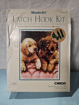Wonder Art Caron Latch Hook Kit -  Labs  Puppy Dogs 20  x 27  