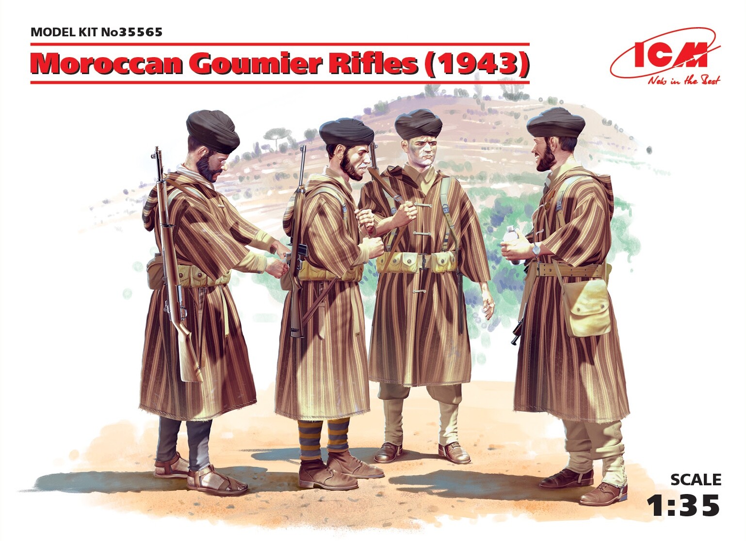 Moroccan Goumier Rifles (1943) (4 Figures) 1:35 Plastic Model Kit ICM
