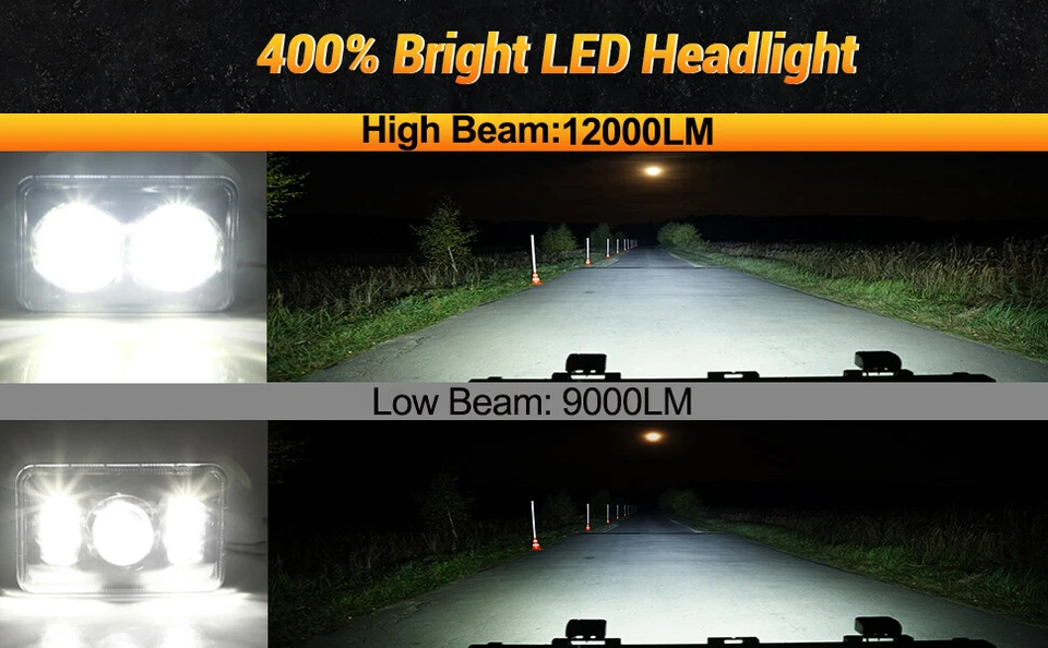 Brightest 4pcs 4x6" Led Headlights H4656 for Kenworth T400 T600A T800 W900 - Image 2 of 4