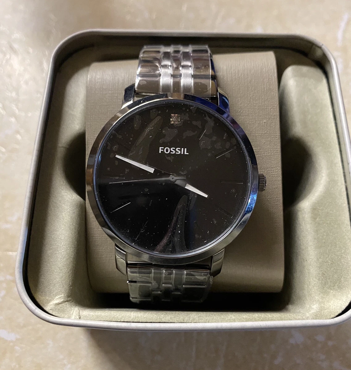 Fossil Men s Watch Lux Luther 3 Hand Smoke Tone Stainless Steel