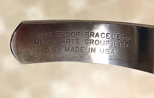 Signed Sterling Silver USA Troop Cuff Bracelet 1991 Metal Arts Group 28 grams - Picture 3 of 7