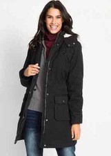 Freemans Fleece Lined Hooded Parka In Black Uk 16 (fs37)