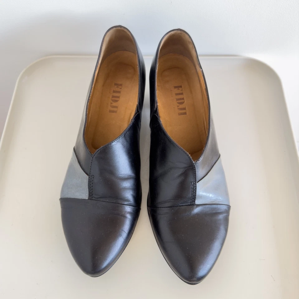 EU 43 US 12 Fidji Low Heel Leather Loafers Vintage 1940s Style - Изображение 3 из 4