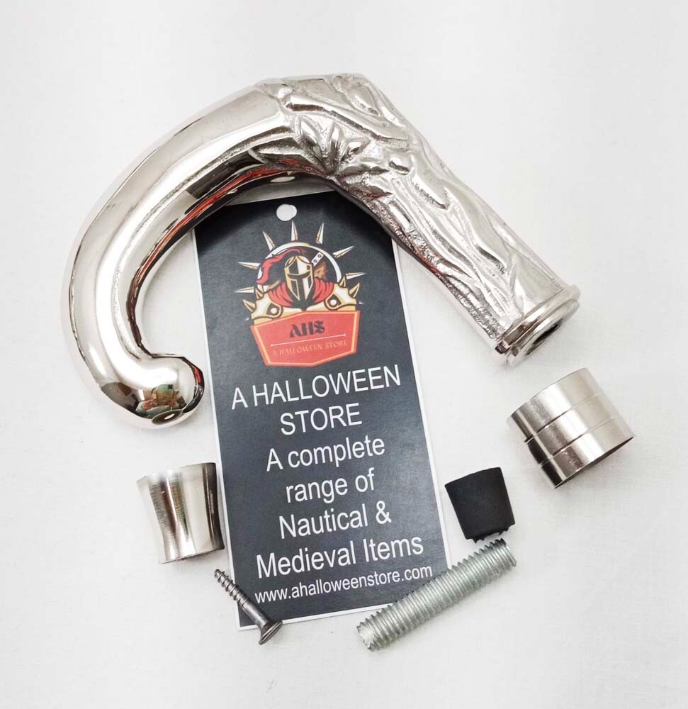 Antique Silver Brass Solid Head Handle Only for C… - image 2