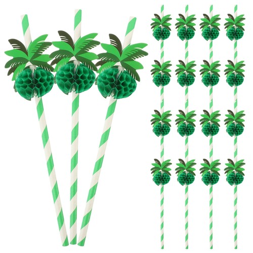 50 Pcs Coconut Paper Straws Travel Drinking Decorations Hawaiian - Picture 10 of 12