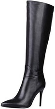 Dance&style Women's Leather Boots Middle Thin Heels Shoes Zipper Knee High...