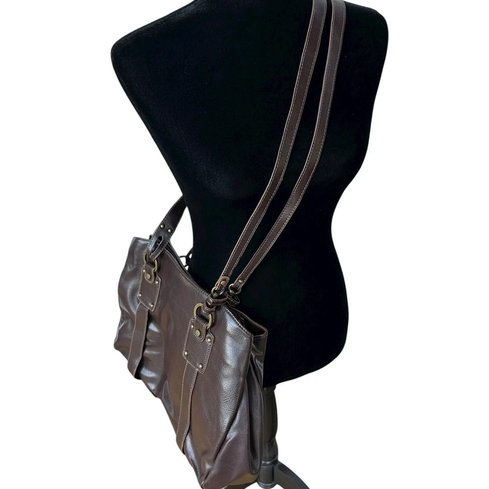 Bolso Bandolera Vintage Liz Claiborne Bolso de Hombro Cartera Marrón Imitación Cuero Foto 2 de 4