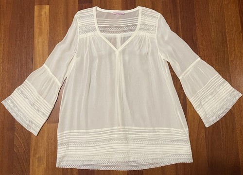 Calypso St Barth Cream Bell Sleeves Lace Top/ Blouse-Sz-S~Stylish - Picture 10 of 12