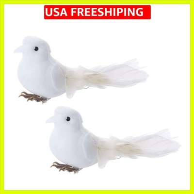 2 Pcs Simulation White Doves, Artificial Birds Craft, Foam Pigeon for Home De...