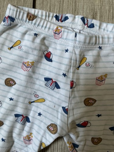 Kissy Kissy Sports Print Pajama Shorts Set 2T Baseball small stain - Picture 6 of 10