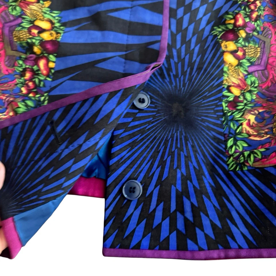 Gianni Versace setup OPTICAL BAROQUE PRINTED Jacket 38 4 wool blue purple Jacket - Image 4 of 4