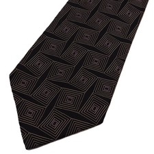Polo by Ralph Lauren Black & Cream Geometric Square Silk Tie Hand Made in USA
