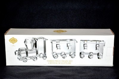 Shannon Crystal By Godinger 3 Piece Candy Train Set Crystal Sculpture NEW