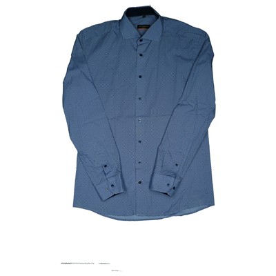 Eterna 40 15 3/4 Shirt Men Long Sleeve Casual Business Blue Slim Fit Patterned L