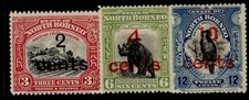 NORTH BORNEO GV SG186-188, 1916 SURCH set, M MINT. Cat &pound;110.