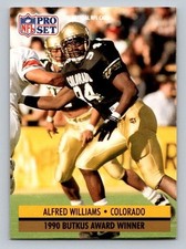1991 Pro Set Award Winner Alfred Williams (Beige Box on Back) #35 Rookie RC