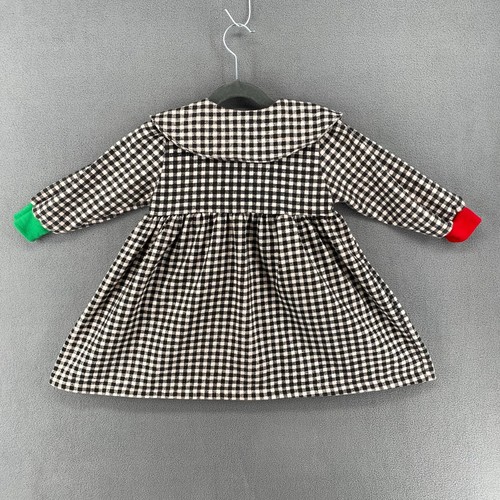 Vtg 80s 90s Buster Brown Colorblock Pockets Checkered Dress Girls 4T Black White - Picture 4 of 16