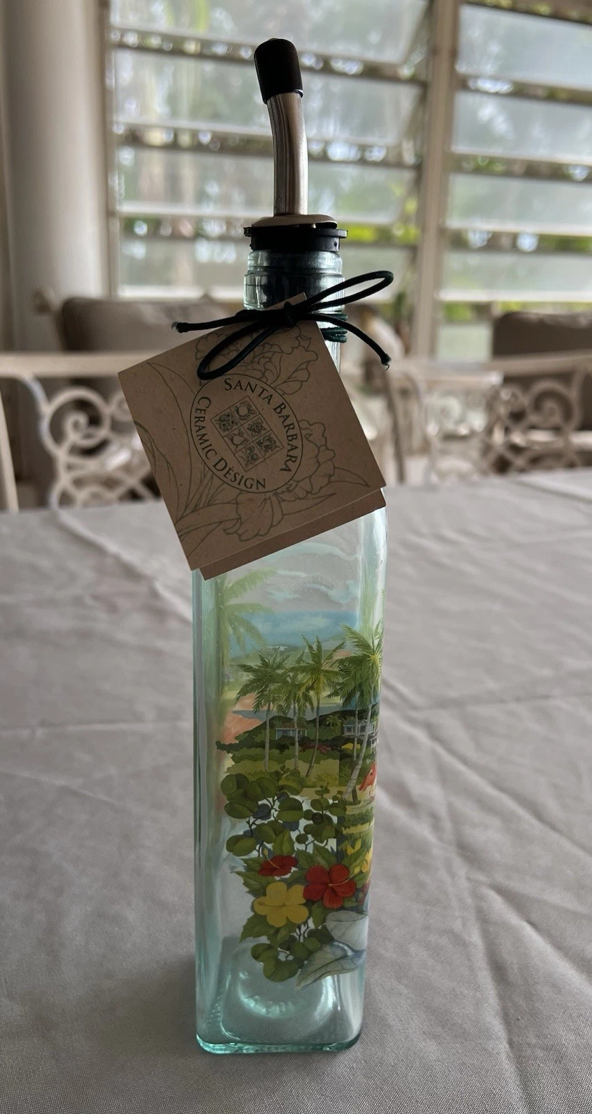 Santa Barbara Ceramic Design Oil Vinegar Bottle Flamingo Design New With Tags