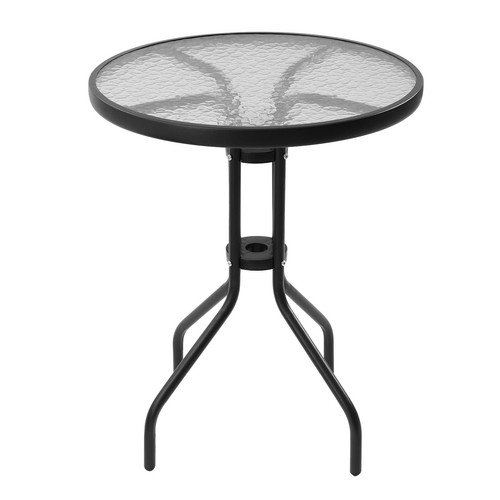 24 inch Glass Patio Table, Round Bistro Table, Patio Side Table, Outdoor Coff...
