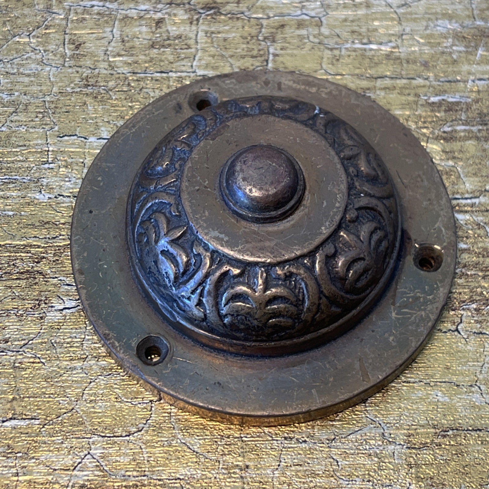 Antique Round Door Bell Ringer Push Button Victorian Solid B