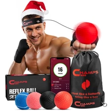 Boxing Reflex Ball Set with Punch Counter App | 4 Balls with Varying Weights,...