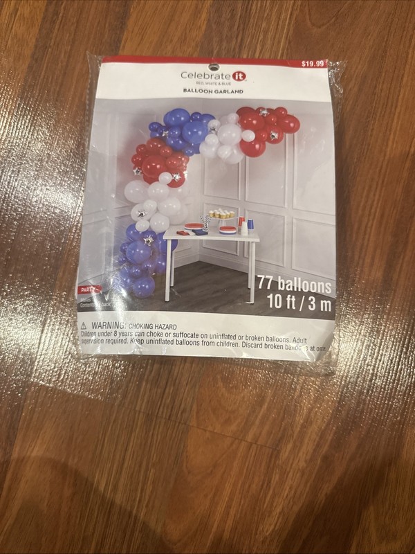 10 FT Red White & Blue Balloon Arch Party Garland 77 Balloons Makes 1 Arch DIY